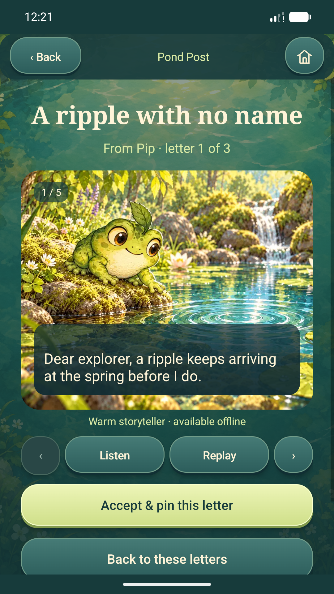 An original Pond Post letter on Android