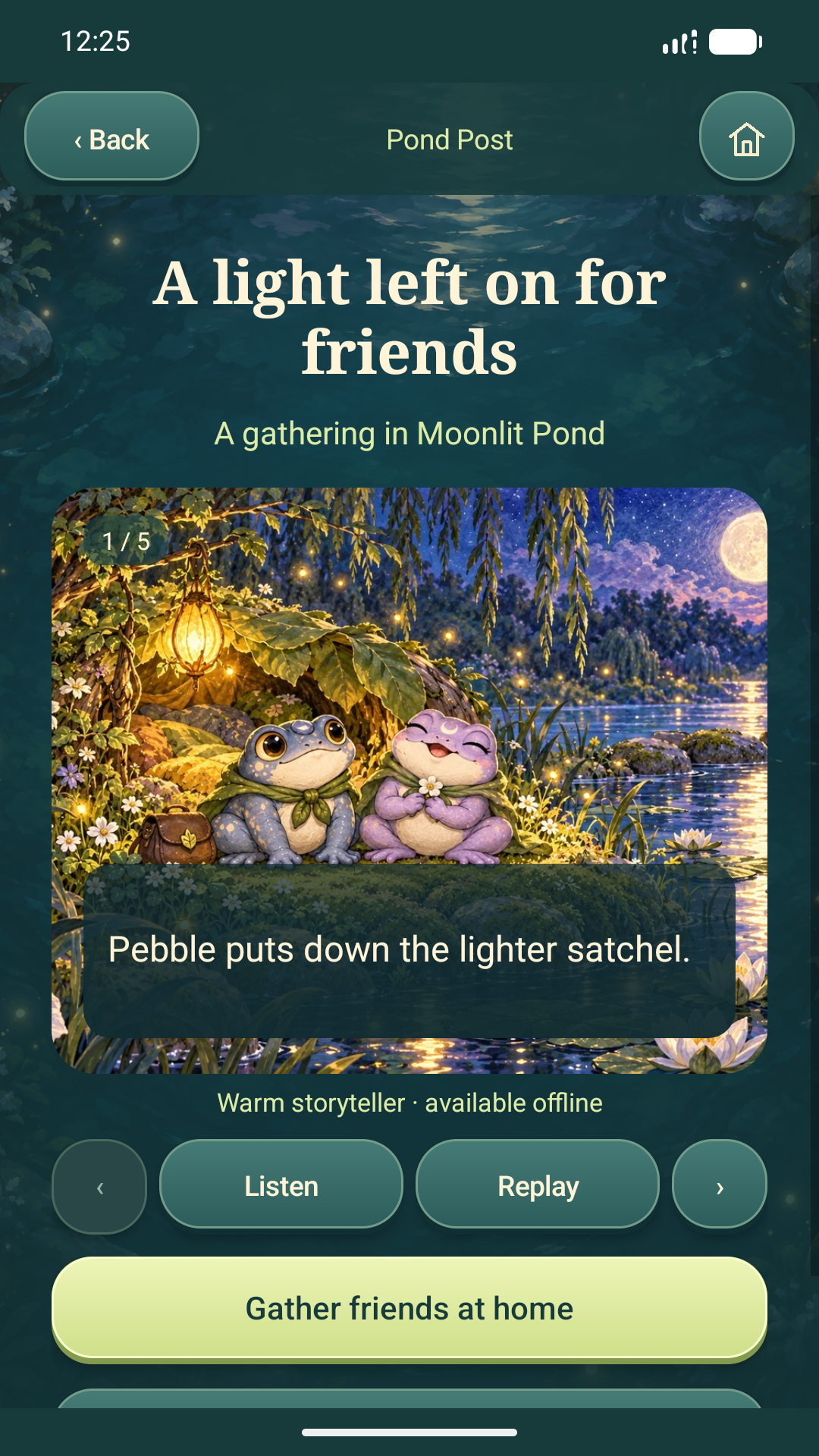 Bring your friends home. Actual Hopwisp Android screen.